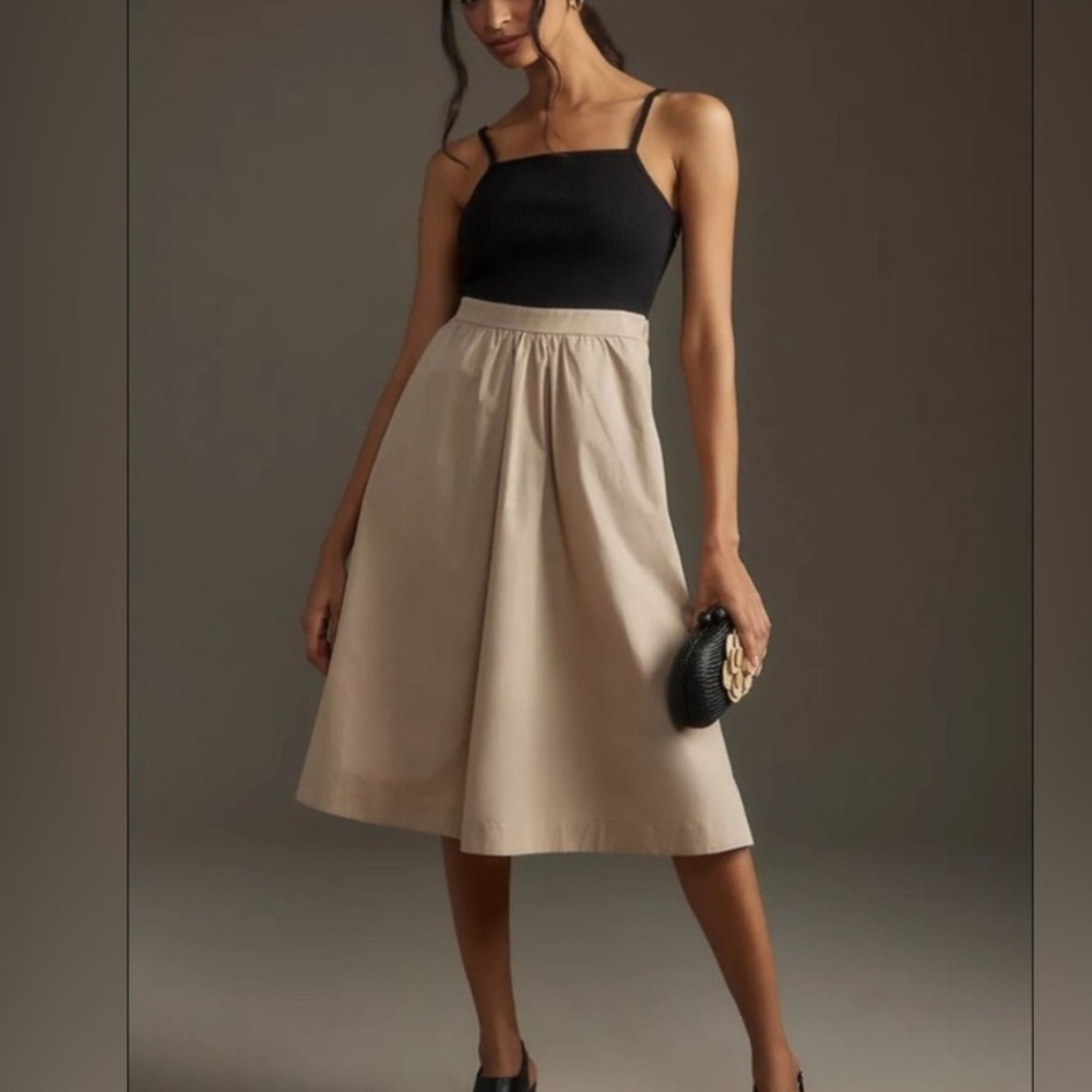 Maeve Black and Beige Midi Dress
